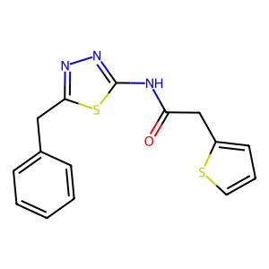 N-(5-benzyl-1,3,4-thiadiazol-2-yl)-2-thiophen-2-ylacetamide structure
