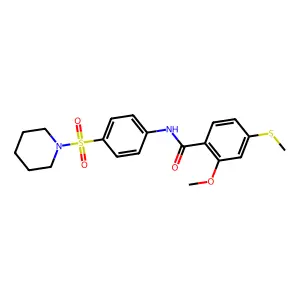 2-methoxy-4-methylsulfanyl-N-(4-piperidin-1-ylsulfonylphenyl)benzamide structure