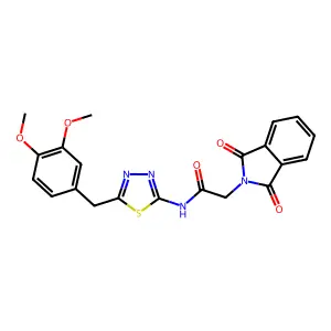 N-[5-[(3,4-dimethoxyphenyl)methyl]-1,3,4-thiadiazol-2-yl]-2-(1,3-dioxoisoindol-2-yl)acetamide structure