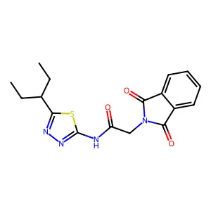 2-(1,3-dioxoisoindol-2-yl)-N-(5-pentan-3-yl-1,3,4-thiadiazol-2-yl)acetamide structure