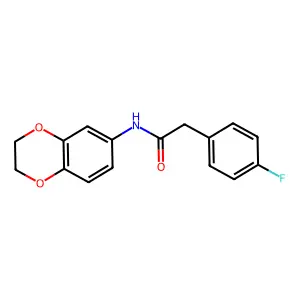 N-(2,3-dihydro-1,4-benzodioxin-6-yl)-2-(4-fluorophenyl)acetamide structure
