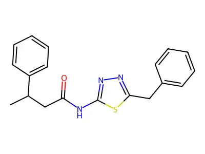 N-(5-benzyl-1,3,4-thiadiazol-2-yl)-3-phenylbutanamide structure