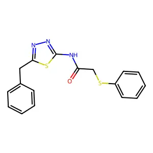 N-(5-benzyl-1,3,4-thiadiazol-2-yl)-2-phenylsulfanylacetamide structure