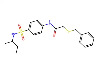 2-benzylsulfanyl-N-[4-(butan-2-ylsulfamoyl)phenyl]acetamide structure