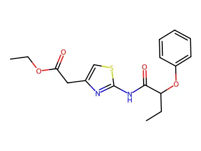 Ethyl {2-[(2-phenoxybutanoyl)amino]-1,3-thiazol-4-yl}acetate structure