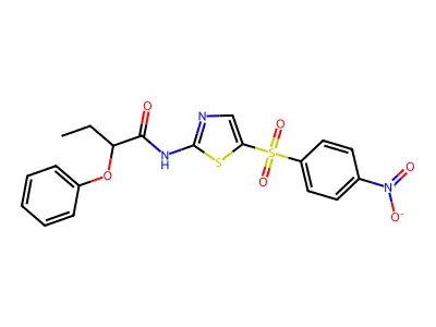 N-{5-[(4-nitrophenyl)sulfonyl]-1,3-thiazol-2-yl}-2-phenoxybutanamide structure