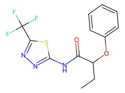 2-phenoxy-N-[5-(trifluoromethyl)-1,3,4-thiadiazol-2-yl]butanamide structure