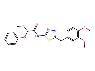 N-[5-(3,4-dimethoxybenzyl)-1,3,4-thiadiazol-2-yl]-2-phenoxybutanamide structure