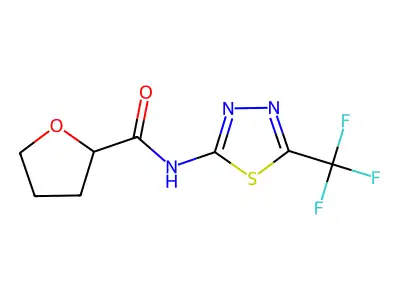 N-[5-(trifluoromethyl)-1,3,4-thiadiazol-2-yl]oxolane-2-carboxamide structure