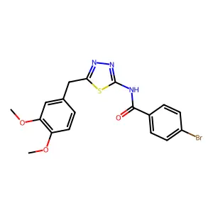 4-bromo-N-[5-[(3,4-dimethoxyphenyl)methyl]-1,3,4-thiadiazol-2-yl]benzamide structure