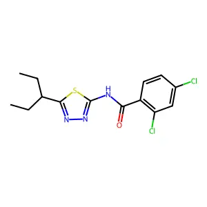 2,4-dichloro-N-(5-pentan-3-yl-1,3,4-thiadiazol-2-yl)benzamide structure