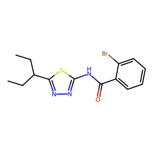 2-bromo-N-(5-pentan-3-yl-1,3,4-thiadiazol-2-yl)benzamide structure