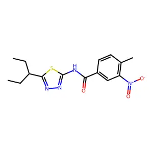 4-methyl-3-nitro-N-(5-pentan-3-yl-1,3,4-thiadiazol-2-yl)benzamide structure