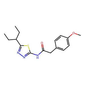 2-(4-methoxyphenyl)-N-(5-pentan-3-yl-1,3,4-thiadiazol-2-yl)acetamide structure