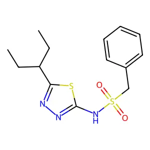 N-(5-pentan-3-yl-1,3,4-thiadiazol-2-yl)-1-phenylmethanesulfonamide structure