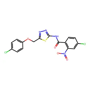 4-chloro-N-[5-[(4-chlorophenoxy)methyl]-1,3,4-thiadiazol-2-yl]-2-nitrobenzamide structure