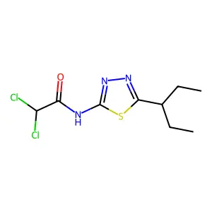 2,2-dichloro-N-(5-pentan-3-yl-1,3,4-thiadiazol-2-yl)acetamide structure
