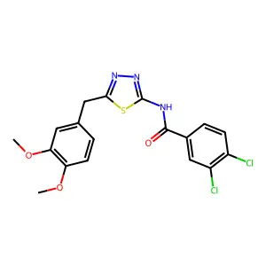 3,4-dichloro-N-[5-(3,4-dimethoxybenzyl)-1,3,4-thiadiazol-2-yl]benzamide structure