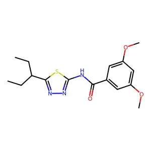 3,5-dimethoxy-N-(5-pentan-3-yl-1,3,4-thiadiazol-2-yl)benzamide structure