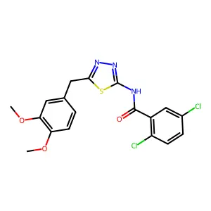 2,5-dichloro-N-[5-[(3,4-dimethoxyphenyl)methyl]-1,3,4-thiadiazol-2-yl]benzamide structure