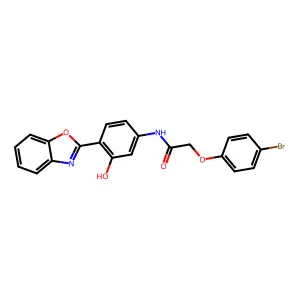 N-[4-(1,3-benzoxazol-2-yl)-3-hydroxyphenyl]-2-(4-bromophenoxy)acetamide structure