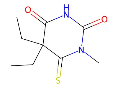 2,4(1H,3H)-Pyrimidinedione, 5,5-diethyldihydro-1-methyl-6-thioxo- structure
