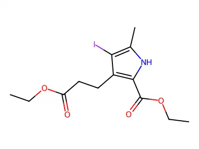 ethyl 3-(3-ethoxy-3-oxopropyl)-4-iodo-5-methyl-1H-pyrrole-2-carboxylate structure