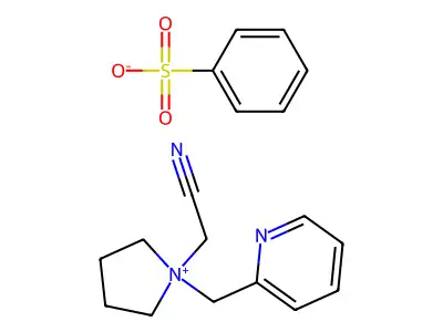 (1-(2-Pyridinylmethyl)-15-pyrrolidin-1-yl)acetonitrile benzenesulfonate structure