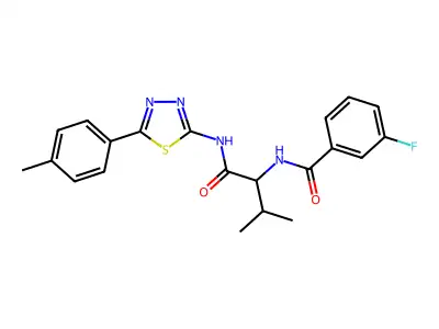 3-Fluoro-N-(3-methyl-1-{[5-(4-methylphenyl)-1,3,4-thiadiazol-2-yl]amino}-1-oxobutan-2-yl)benzamide structure