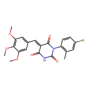 1-(4-bromo-2-methylphenyl)-5-(3,4,5-trimethoxybenzylidene)-2,4,6(1H,3H,5H)-pyrimidinetrione structure