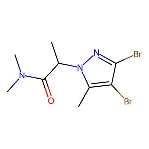 2-(3,4-dibromo-5-methylpyrazol-1-yl)-N,N-dimethylpropanamide structure