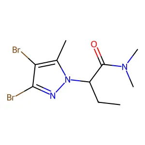 2-(3,4-dibromo-5-methylpyrazol-1-yl)-N,N-dimethylbutanamide structure