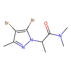 2-(4,5-dibromo-3-methylpyrazol-1-yl)-N,N-dimethylpropanamide structure