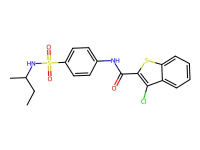 N-[4-(butan-2-ylsulfamoyl)phenyl]-3-chloro-1-benzothiophene-2-carboxamide structure