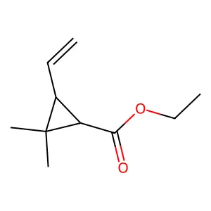 Cyclopropanecarboxylic acid, 3-ethenyl-2,2-dimethyl-, ethyl ester structure