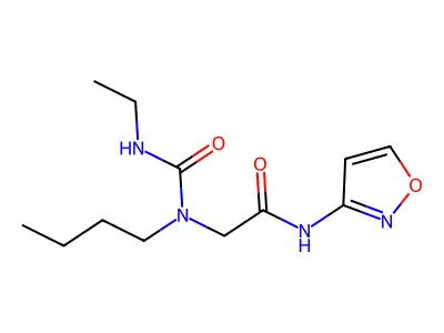 2-[butyl(ethylcarbamoyl)amino]-N-(1,2-oxazol-3-yl)acetamide structure