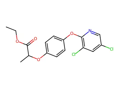 Propanoic acid, 2-[4-[(3,5-dichloro-2-pyridinyl)oxy]phenoxy]-, ethyl ester structure