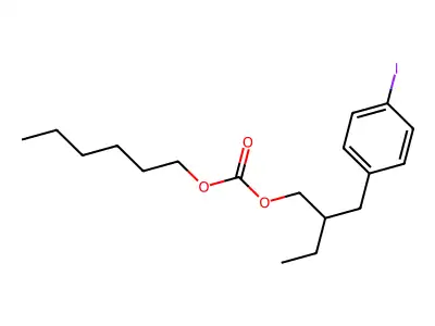 Carbonic acid, hexyl 2-((4-iodophenyl)methyl)butyl ester structure