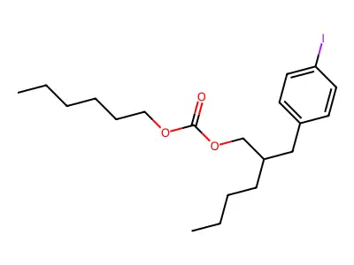 Carbonic acid, hexyl 2-((4-iodophenyl)methyl)hexyl ester structure