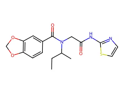N-butan-2-yl-N-[2-oxo-2-(1,3-thiazol-2-ylamino)ethyl]-1,3-benzodioxole-5-carboxamide structure