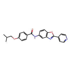 4-(2-methylpropoxy)-N-(2-pyridin-4-yl-1,3-benzoxazol-5-yl)benzamide structure