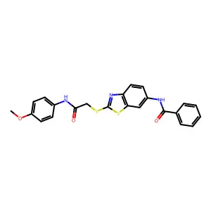 N-(2-{[2-(4-Methoxyanilino)-2-oxoethyl]sulfanyl}-1,3-benzothiazol-6-yl)benzamide structure