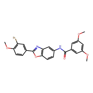 N-[2-(3-bromo-4-methoxyphenyl)-1,3-benzoxazol-5-yl]-3,5-dimethoxybenzamide structure