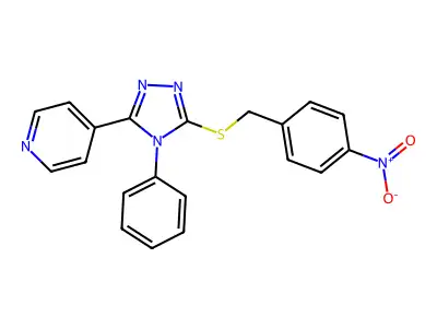 4-(5-{[(4-nitrophenyl)methyl]sulfanyl}-4-phenyl-4H-1,2,4-triazol-3-yl)pyridine structure