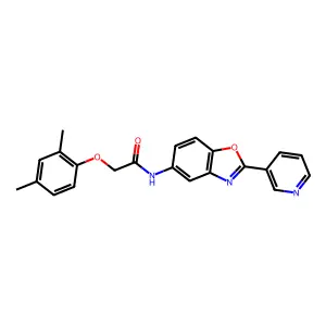 2-(2,4-dimethylphenoxy)-N-[2-(pyridin-3-yl)-1,3-benzoxazol-5-yl]acetamide structure