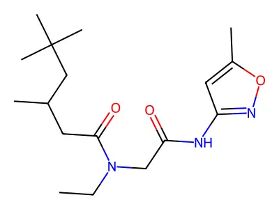 N-ethyl-3,5,5-trimethyl-N-[2-[(5-methyl-1,2-oxazol-3-yl)amino]-2-oxoethyl]hexanamide structure