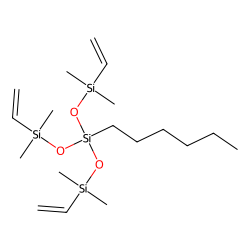 3-[(Dimethylvinylsilyl)oxy]-3-hexyl-1,1,5,5-tetramethyl-1,5-divinyltrisiloxane structure