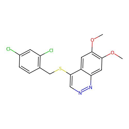 4-((2,4-Dichlorobenzyl)thio)-6,7-dimethoxycinnoline structure