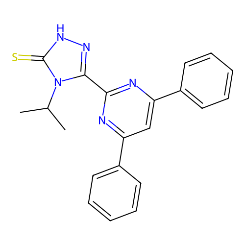 3-(4,6-diphenylpyrimidin-2-yl)-4-isopropyl-1H-1,2,4-triazole-5(4H)-thione structure