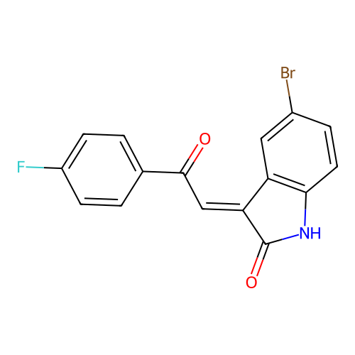 (3E)-5-bromo-3-[2-(4-fluorophenyl)-2-oxoethylidene]-1H-indol-2-one structure
